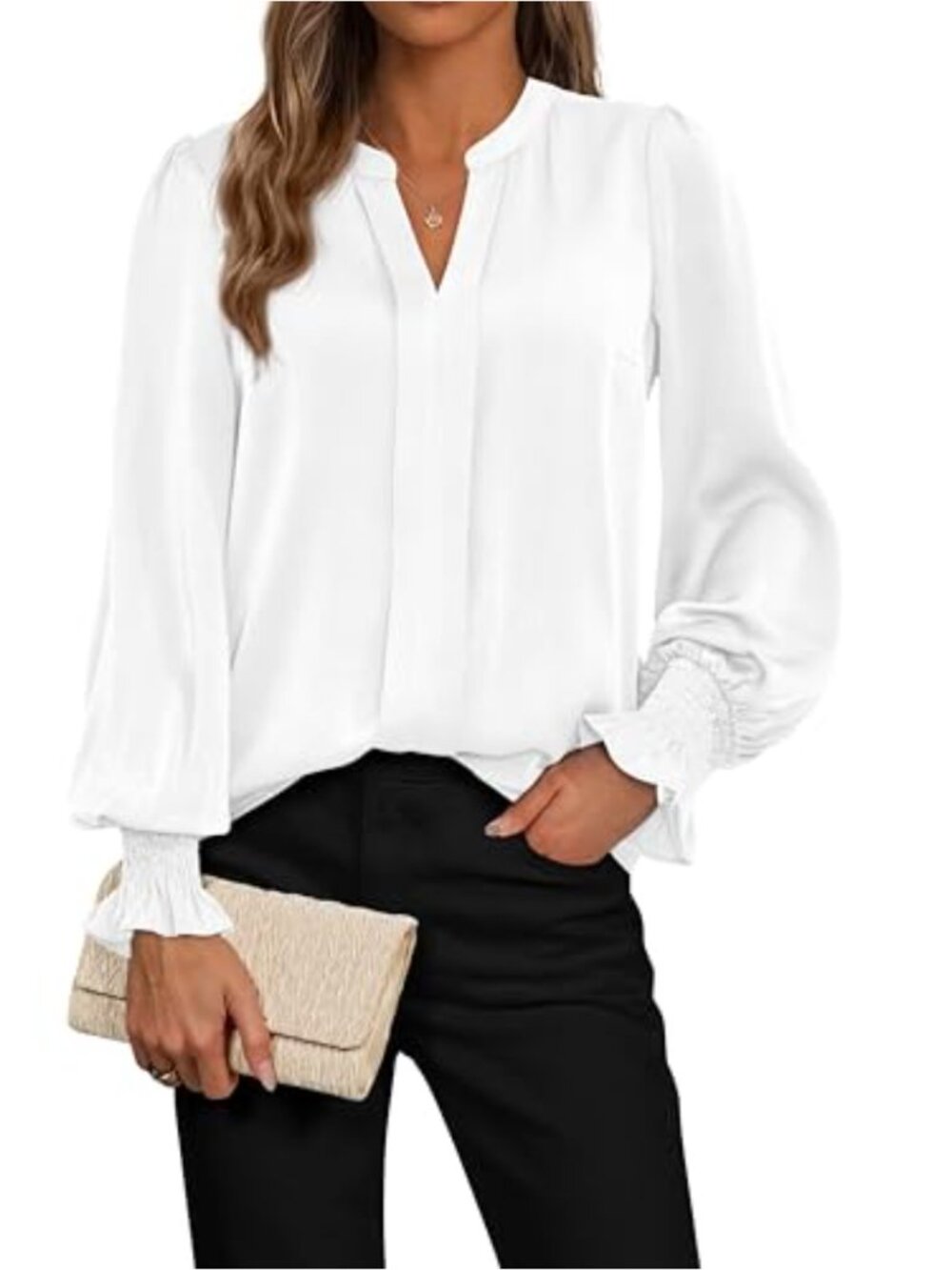 Womens Boho Floral Chiffon Blouse V Neck Long Sleeve Work Top